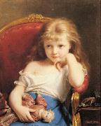 Fritz Zuber-Buhler, Young Girl Holding a Doll